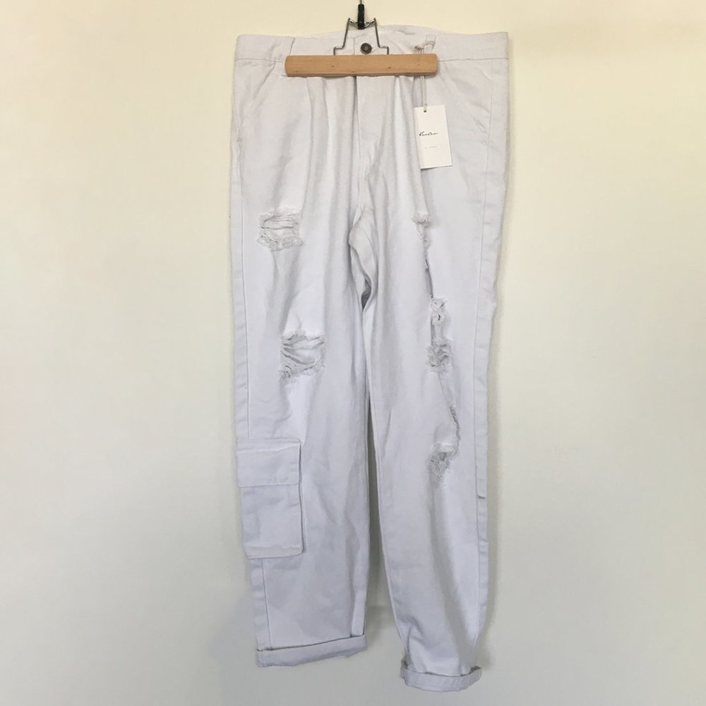 KanCan Distressed High-Rise White Jeans Size 11/29
